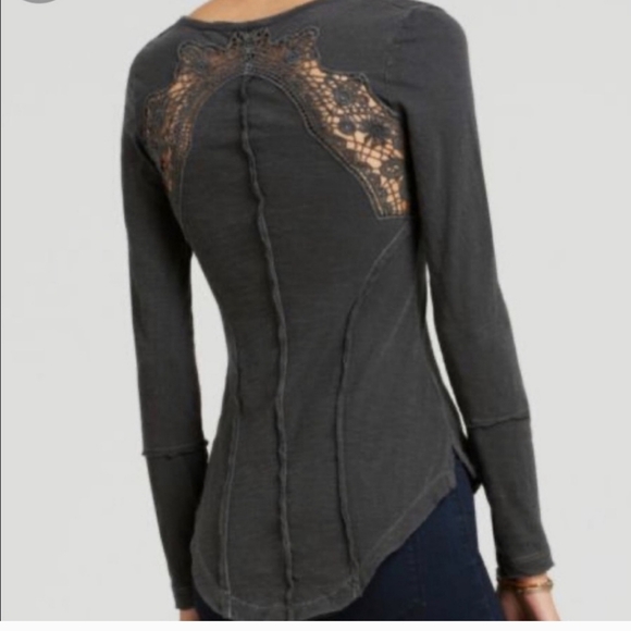 Free People Keepsake crochet inset henley top - Picture 4 of 13